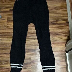 Cozy Black Kids Bottoms with White Stripes